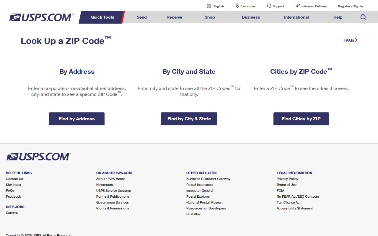 Huntington ZIP code directory search on the official USPS lookup